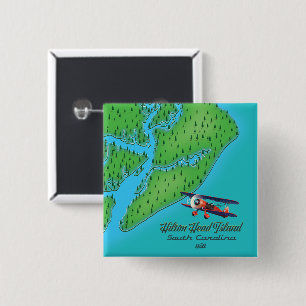 Hilton Head island South Carolina Map 2 Inch Square Button
