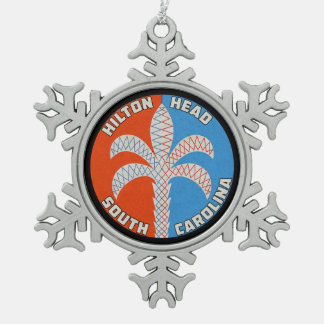 Hilton Head Island South Carolina Palms Snowflake Pewter Christmas Ornament