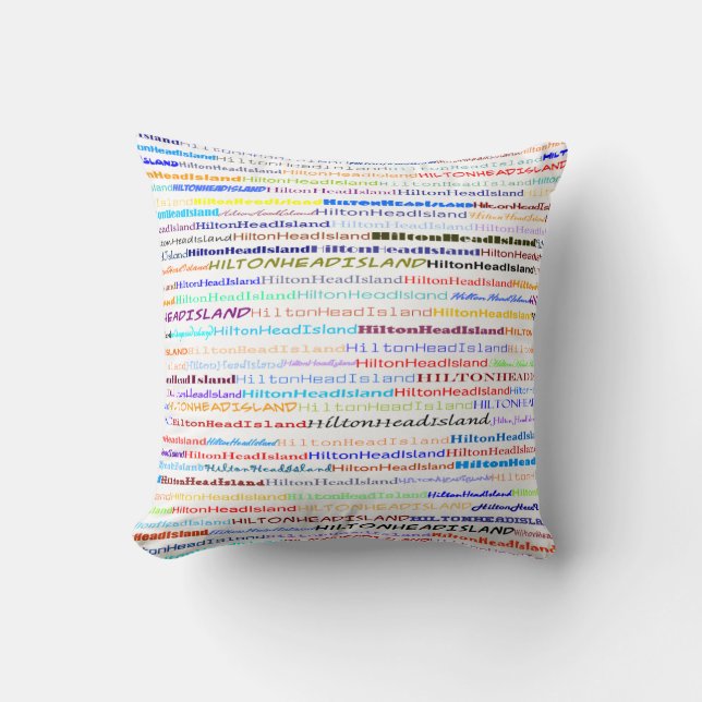 Hilton Head Island Text Design II Throw Pillow (Front)