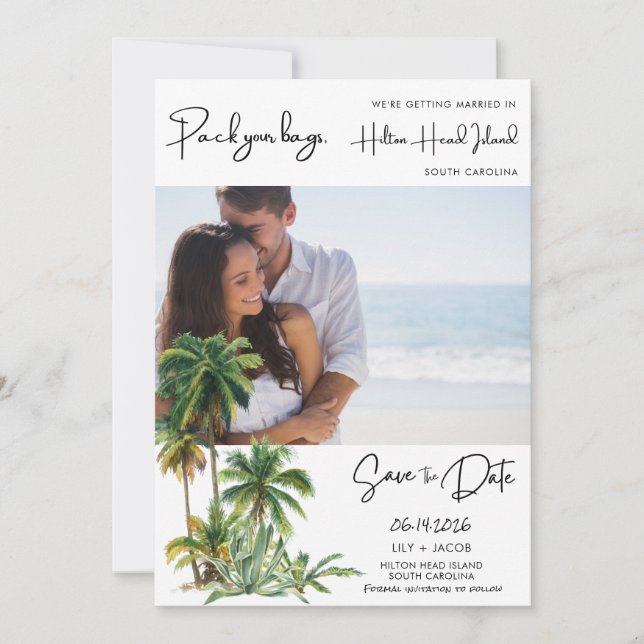 Hilton Head Island Wedding Save The Date (Front)