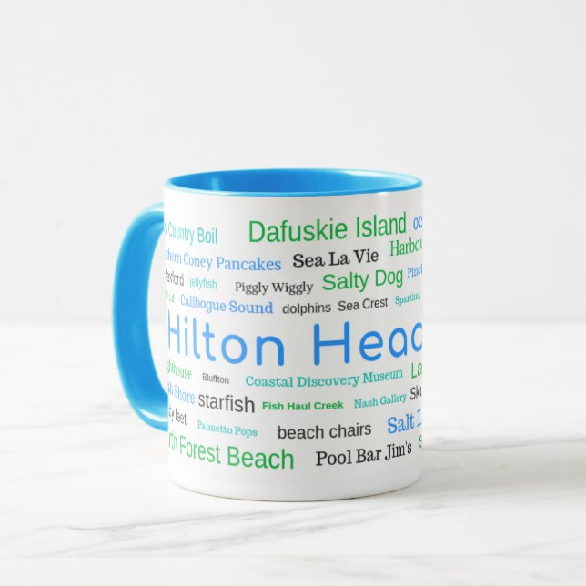 Hilton Head Island Word Cloud Mug (Front Left)