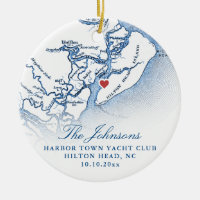 Hilton Head SC Map Wedding Photo Christmas