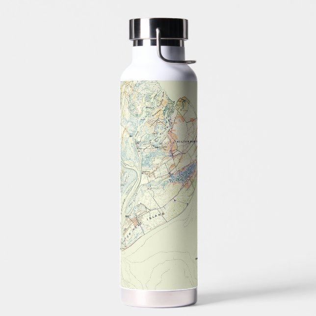 Hilton Head SC Vintage Map Water Bottle (Left)
