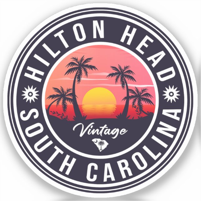 Hilton Head South Carolina Retro Sunset Souvenirs (Front)