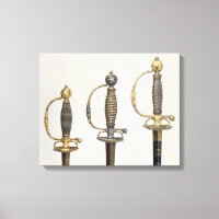Hilts of three French swords: one of steel