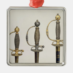 Hilts of three French swords: one of steel Metal Ornament