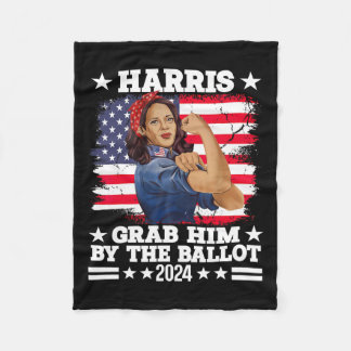 Him By The Ballot Kamala 2024 Funny Harris Electio Fleece Blanket