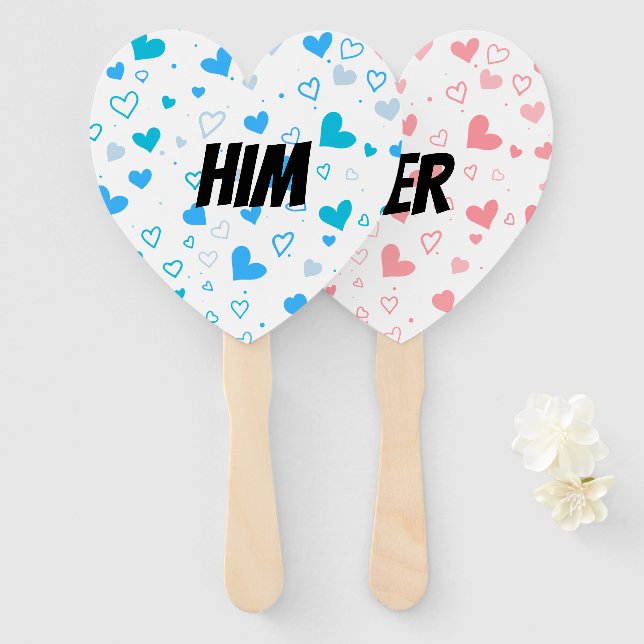 HIM OR HER BRIDE AND GROOM WEDDING  HAND FAN (Front and Back)