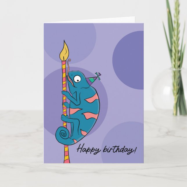 Him or Her Funny Humor Chameleon Birthday Card (Front)