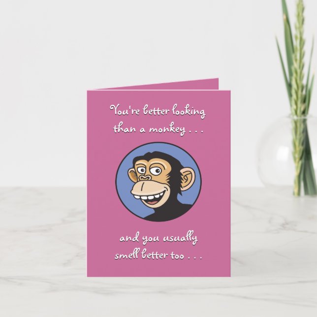 Him vs. monkey Birthday Card (Front)