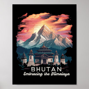 Himalaya Hike Temple Bhutan Costume Hiking Bhutane Poster