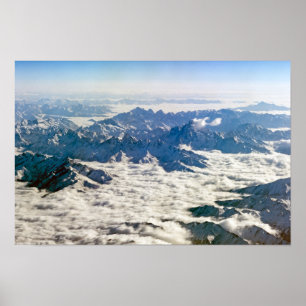 Himalaya mountains under clouds - Tibet Poster