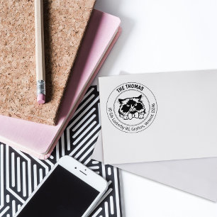 Himalayan Cat Family Return Address Rubber Stamp