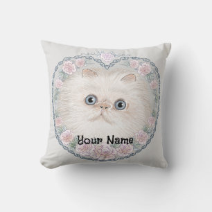 Himalayan Cat Heart Throw Pillow