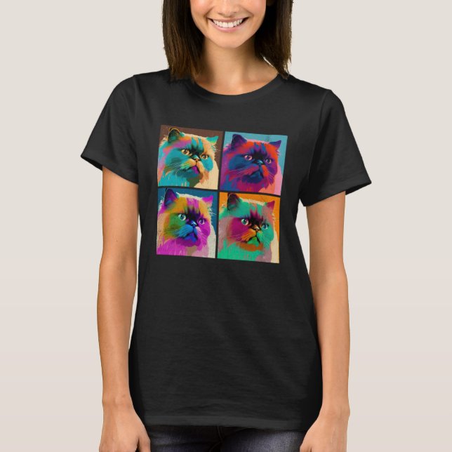 Himalayan Cat Pop Illustration Colorful Animal  2 T-Shirt (Front)