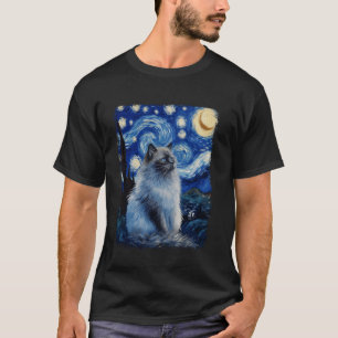 Himalayan Cat Starry Night Painting T-Shirt
