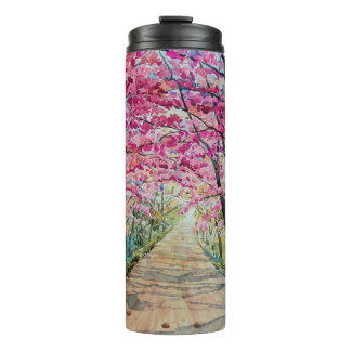Himalayan Cherry Roadside Watercolor Landscape Thermal Tumbler