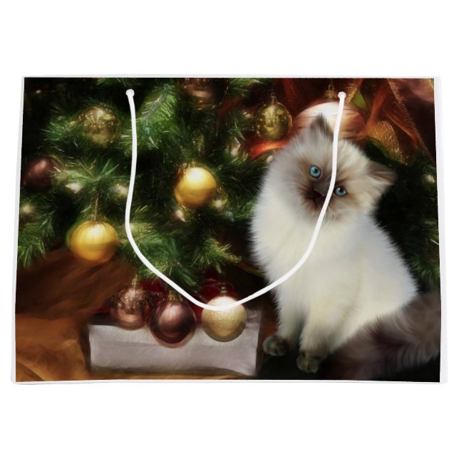 Himalayan kitten Christmas Large Gift Bag (Front)