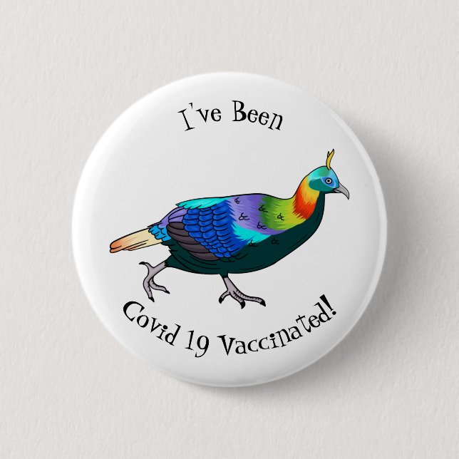 Himalayan monal bird cartoon illustration  2 inch round button (Front)