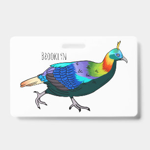 Himalayan monal bird cartoon illustration badge