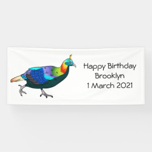 Himalayan monal bird cartoon illustration  banner
