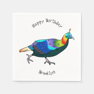 Himalayan monal bird cartoon illustration  napkin