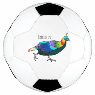 Himalayan monal bird cartoon illustration soccer ball