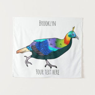 Himalayan monal bird cartoon illustration  tapestry