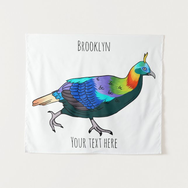 Himalayan monal bird cartoon illustration  tapestry (Front (Horizontal))