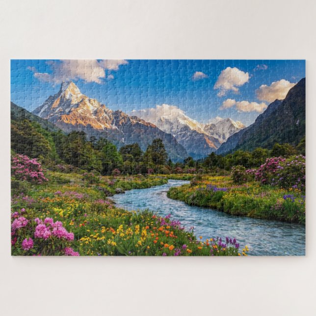 Himalayan River of Colors – Mountain Landscape Jigsaw Puzzle (Horizontal)