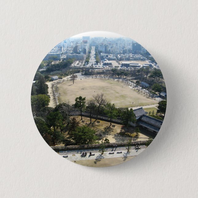 Himeji, Japan (View from atop castle) 2 Inch Round Button (Front)