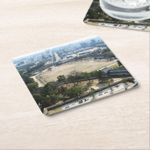 Himeji, Japan (View from atop castle) Square Paper Coaster