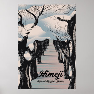 Himeji,  Kansai region Japanese Blossom trees. Poster