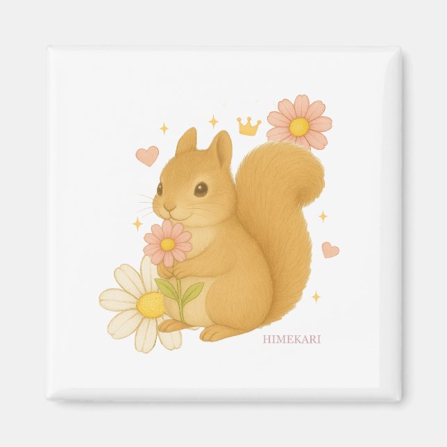 HIMEKARI Floral Squirrel Magnet –Clear (Devant)