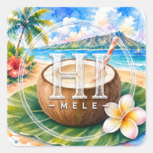 HIMELE Autocollant Little Hawaiʻi — Noix de coco