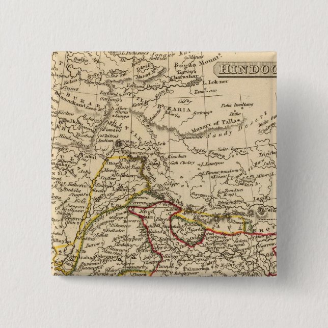Hindoostan 2 inch square button (Front)