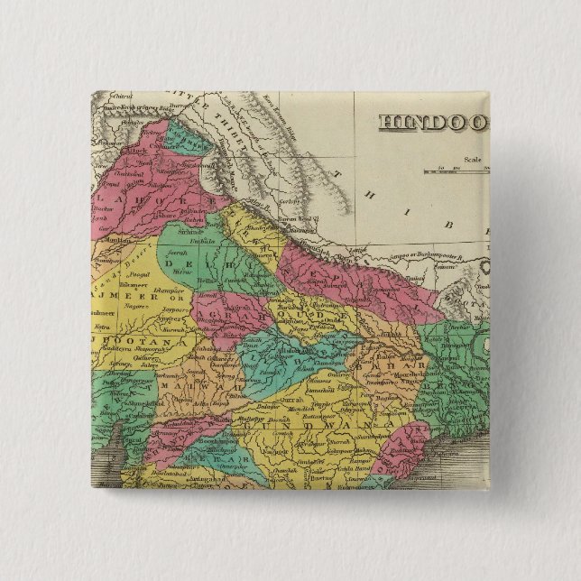 Hindoostan 3 2 inch square button (Front)