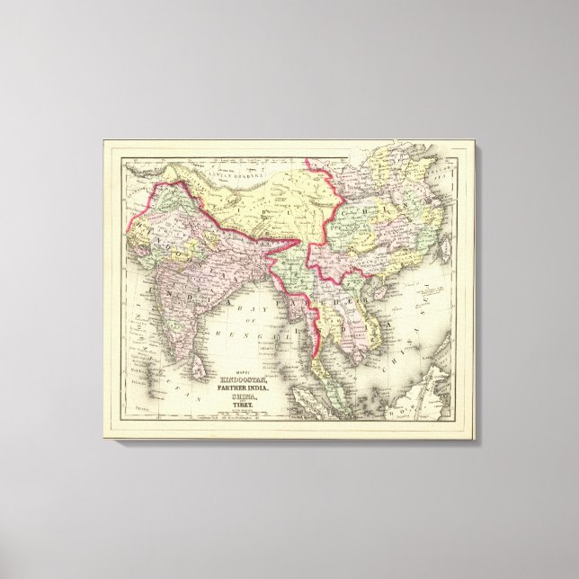 Hindoostan, Farther India, China, Tibet Canvas Print (Front)