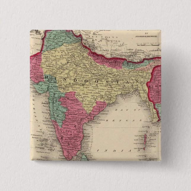Hindostan Or British India 2 Inch Square Button (Front)