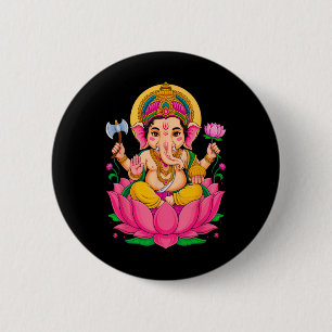 Hindou Ganesh Puja Elephant God India Méditation Y 2 Inch Round Button