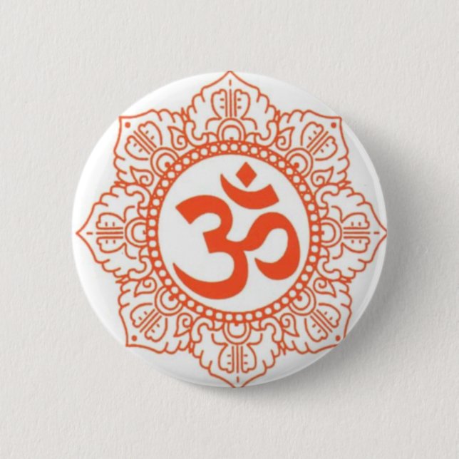 HINDU - BUDDHA SYMBOLS OM,OHM 2 INCH ROUND BUTTON (Front)