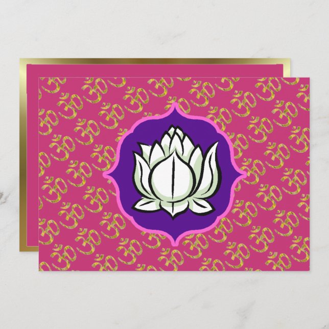 Hindu celebration Om Lotus Invitation (Front/Back)