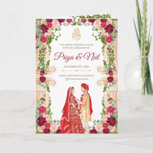 Hindu Ceremony Program & Indian Wedding program (Front)