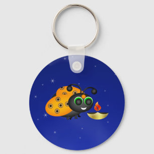 Hindu Diwali Ladybug with Deepa Keychain