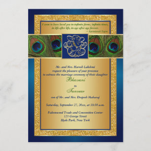 Hindu Ganesh Bleu, Mariage Peacock Or Invitation