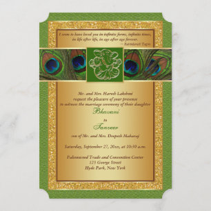 Hindu Ganesh Green, Mariage Peacock Or Invitation