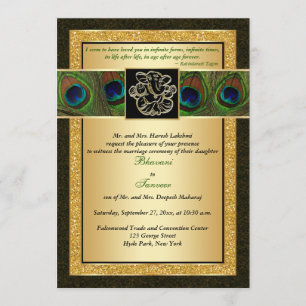 Hindu Ganesh Noir, Mariage Peacock Or Invitation