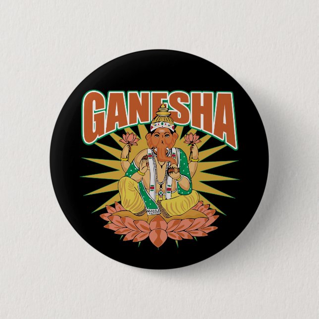 Hindu Ganesha 2 Inch Round Button (Front)