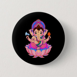 Hindu Ganesha Puja Elephant God India Meditation Y 2 Inch Round Button