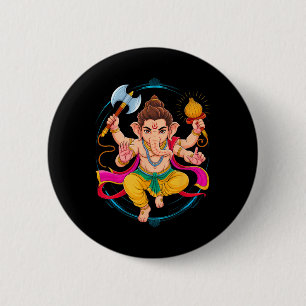 Hindu Ganesha Puja Elephant God India Meditation Y 2 Inch Round Button